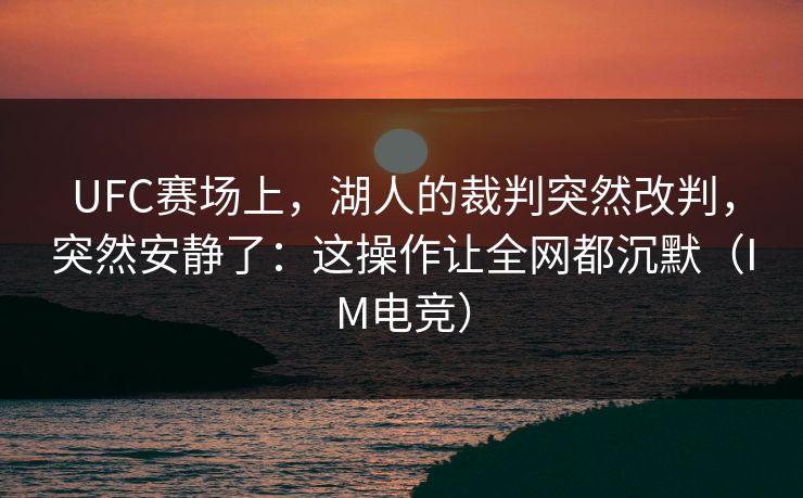 UFC赛场上，湖人的裁判突然改判，突然安静了：这操作让全网都沉默（IM电竞）