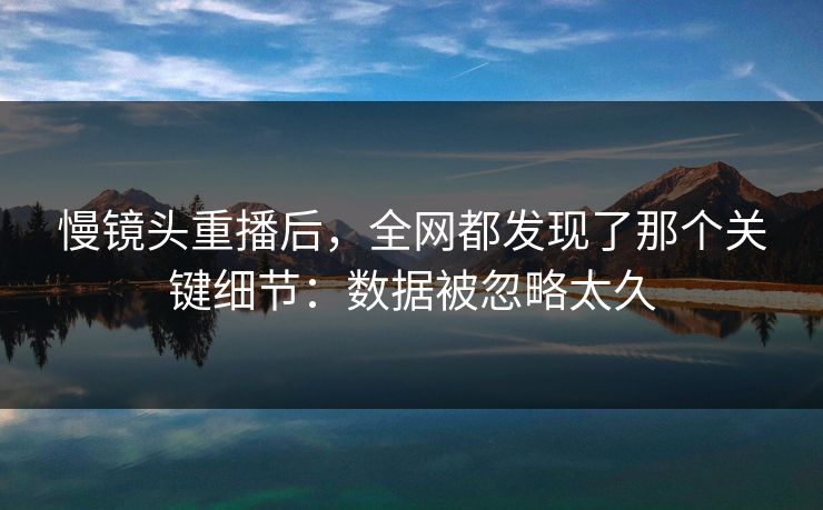 慢镜头重播后，全网都发现了那个关键细节：数据被忽略太久
