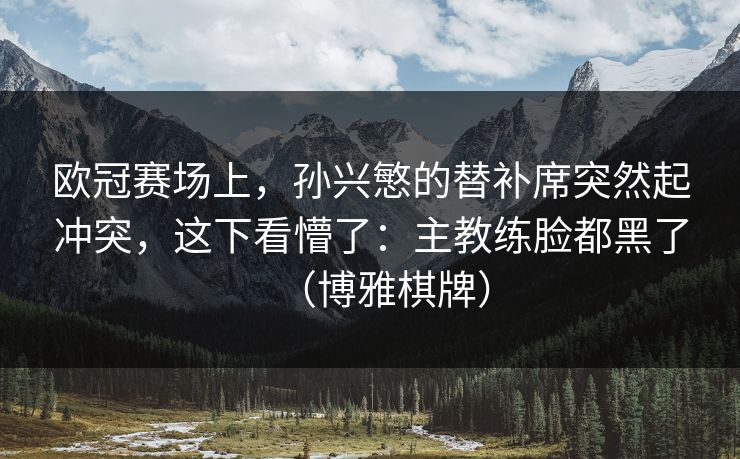 欧冠赛场上，孙兴慜的替补席突然起冲突，这下看懵了：主教练脸都黑了（博雅棋牌）