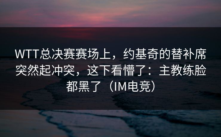 WTT总决赛赛场上，约基奇的替补席突然起冲突，这下看懵了：主教练脸都黑了（IM电竞）