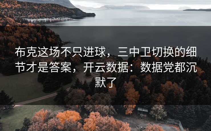 布克这场不只进球，三中卫切换的细节才是答案，开云数据：数据党都沉默了